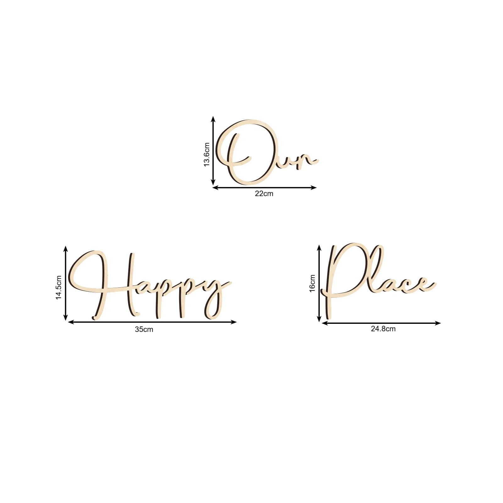 Our Happy Home Wooden Wall Decor Set - 3-Piece Farmhouse Style Decor, Rustic Home Wall Art, Perfect for Living Rooms