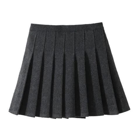 Girls Pleated Plaid Winter Wool Skirt