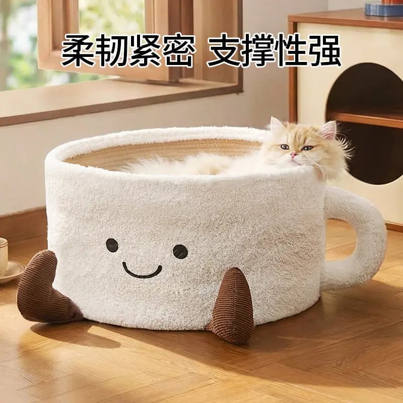 Cat Bed With Scratching Board Semi Enclosed
