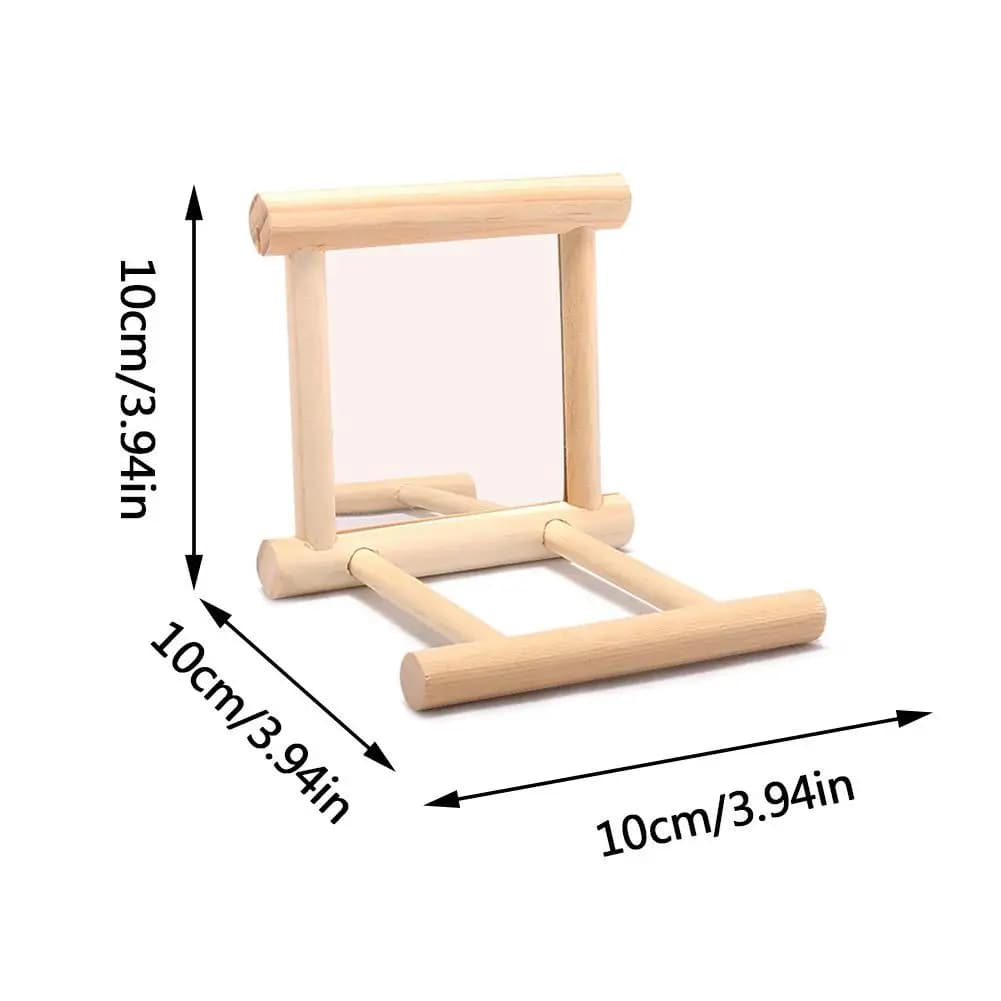 Wooden Mirror Perch Swing for Pet Birds
