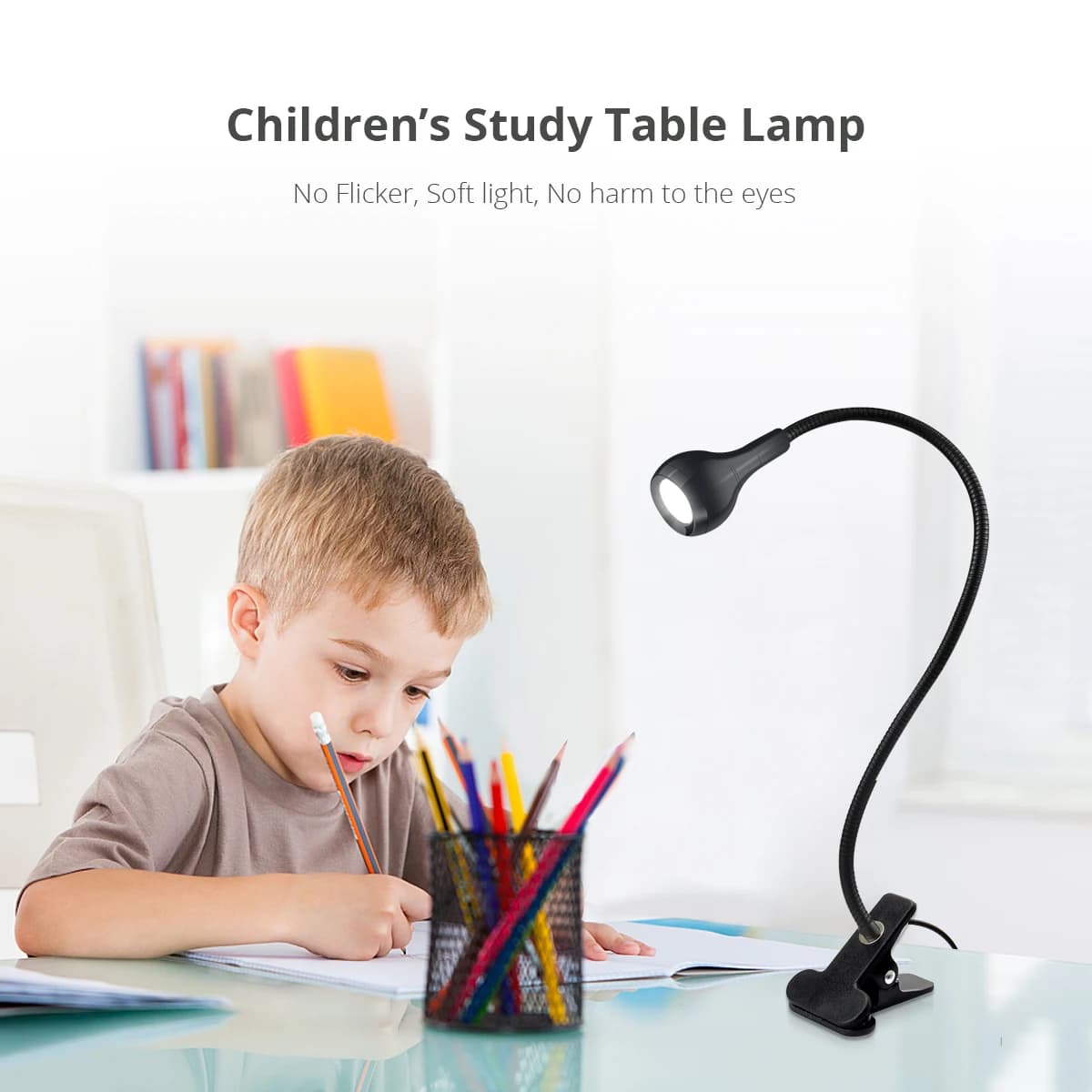 USB Clip Reading Lamp with Flexible Gooseneck