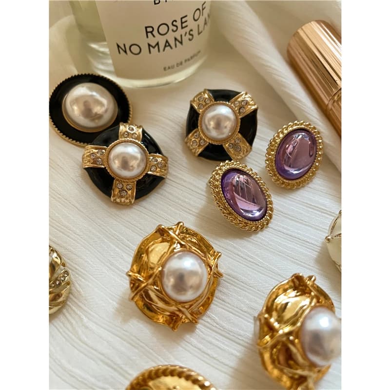 Blue and Gold Vintage Stud Earrings