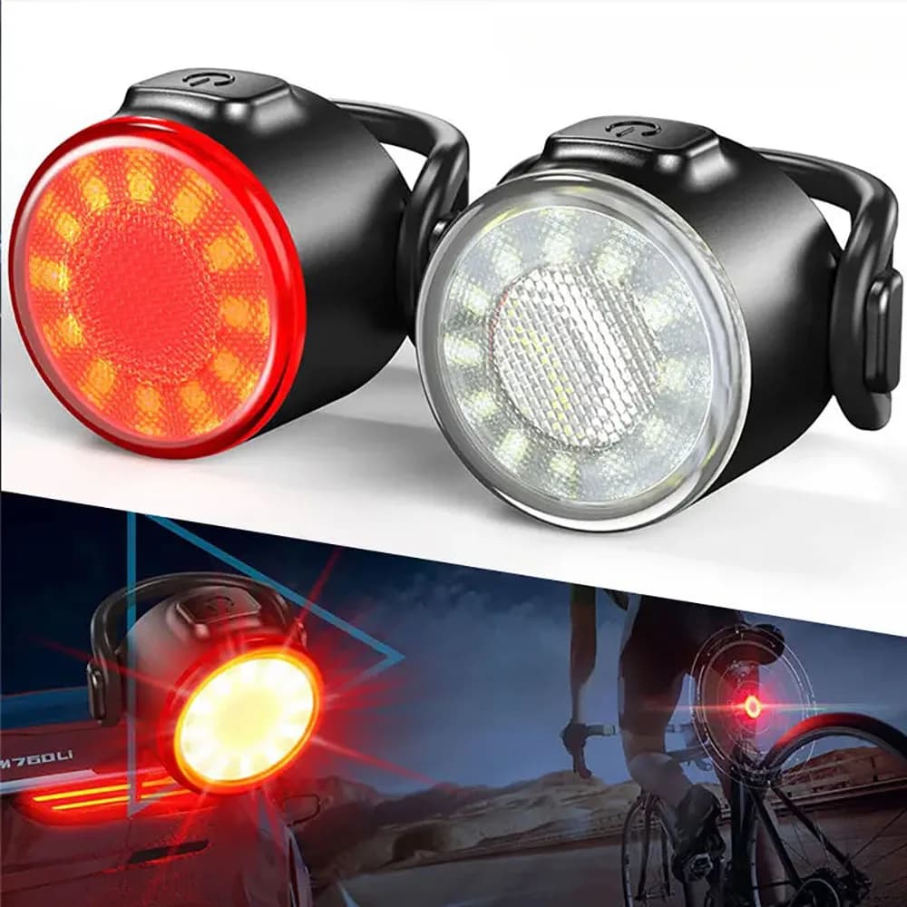 Bike Front Rear Light Set USB Rechargeable