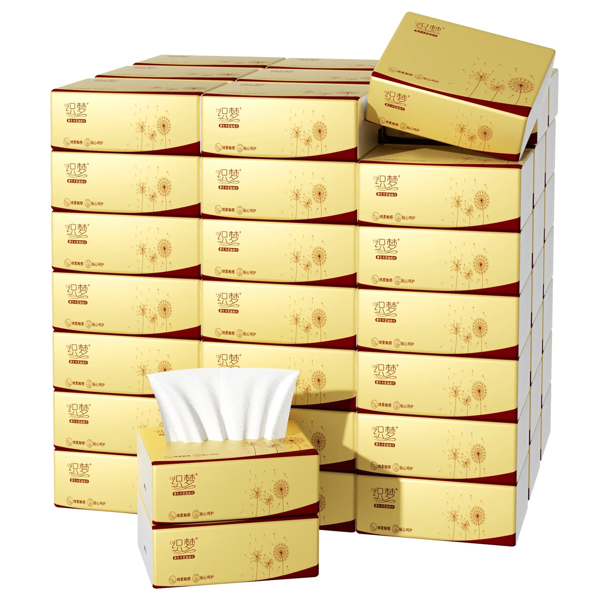 Wood Pulp Tissue Paper, 4-Ply, 40 Pack Bundle
