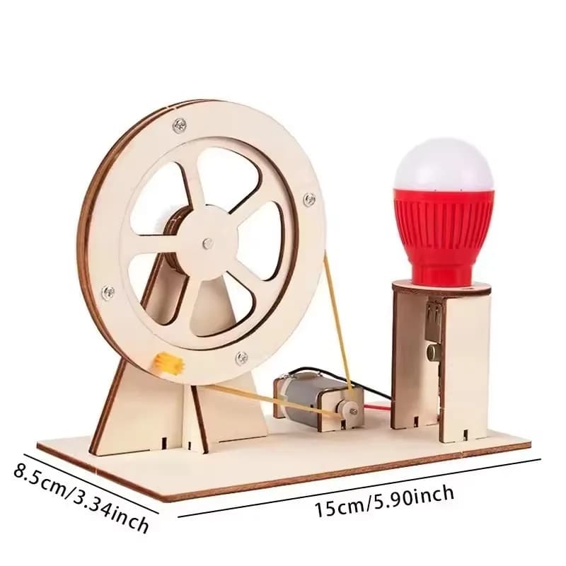 STEAM Hand Crank Generator DIY Science Kit Wooden Physics Educational Electricity Renewable Energy Experiments Learning Creative