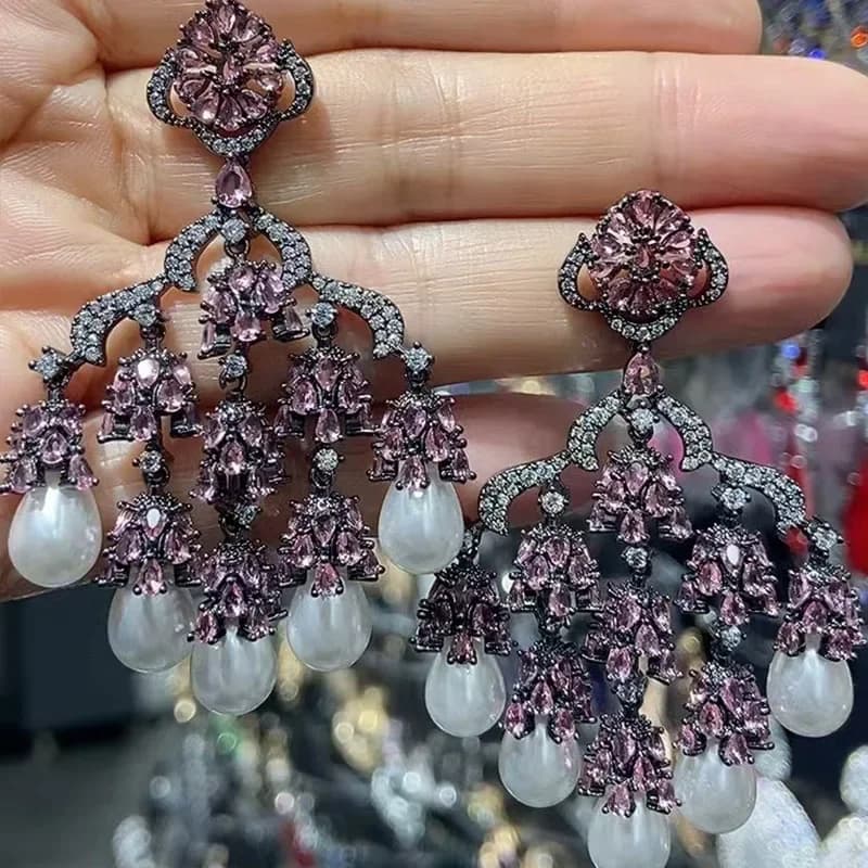 Pearl Drop Earrings with Tassel