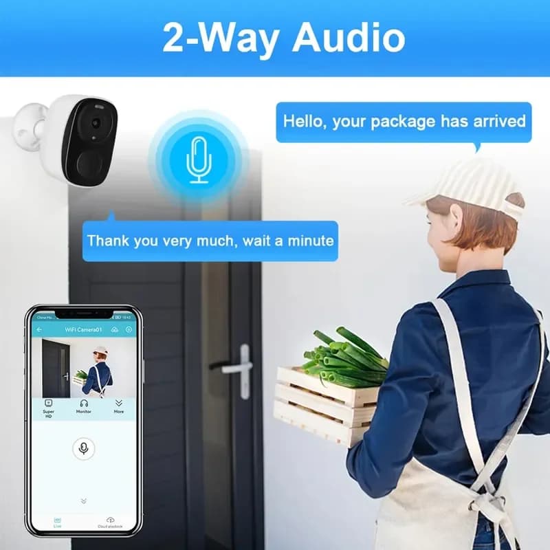 Wireless Outdoor Security Camera 2K Battery Powered