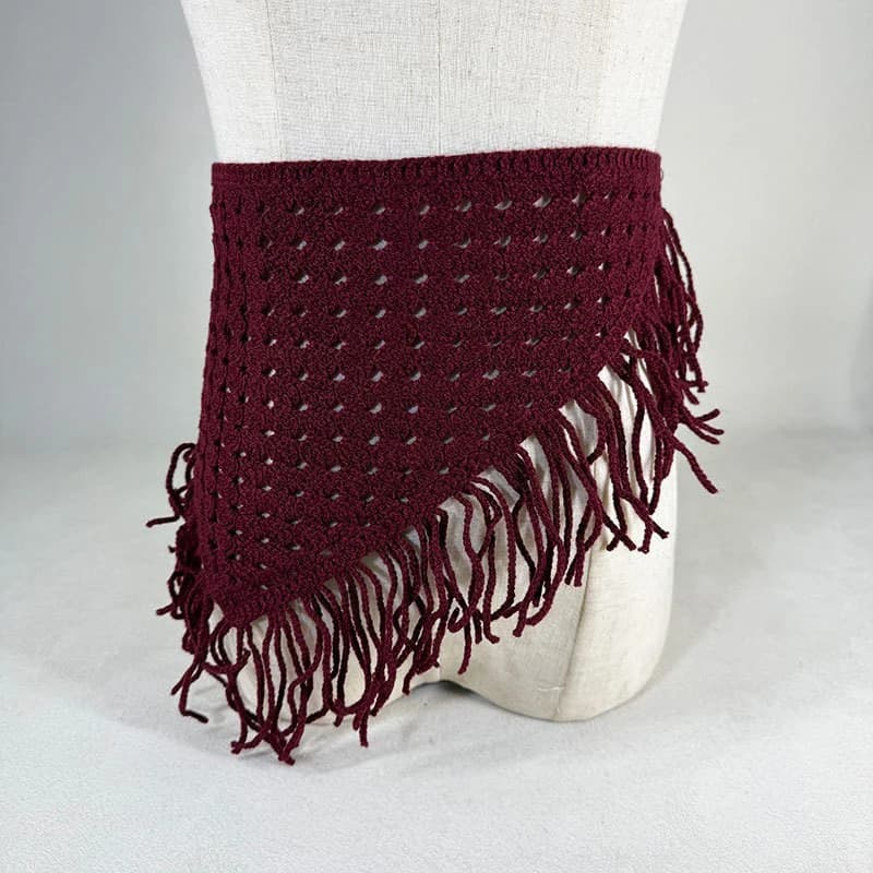 Bohemian Hollow Triangle Headscarf with Tassel Belt