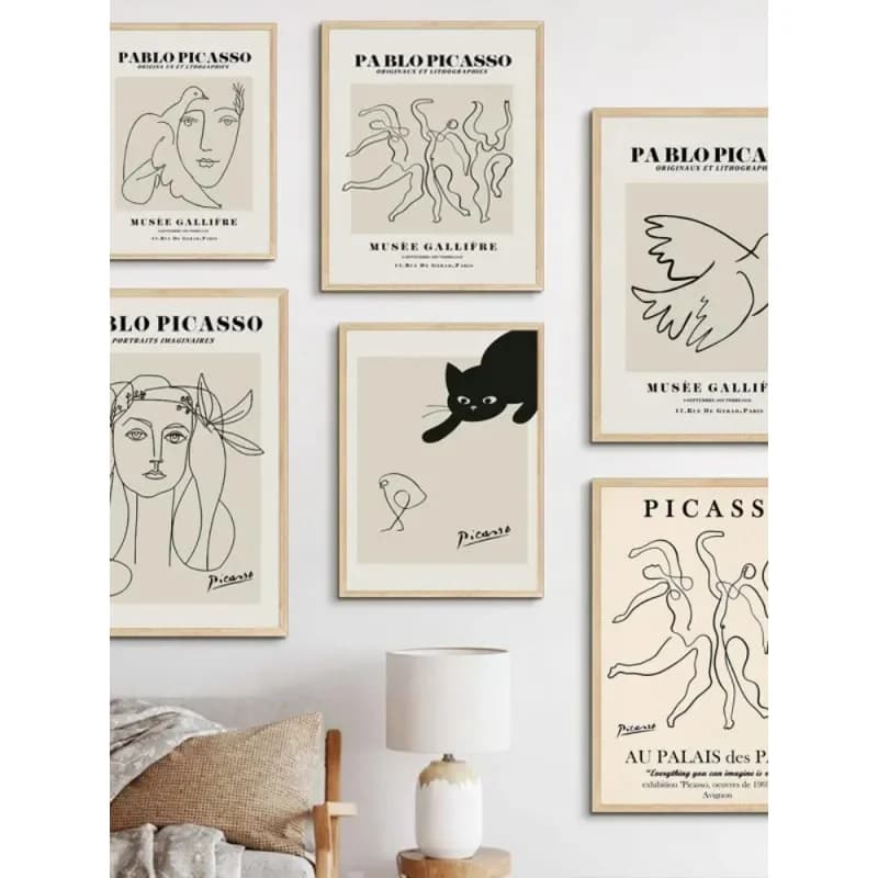 Picasso Abstract Black and White Line Art Print