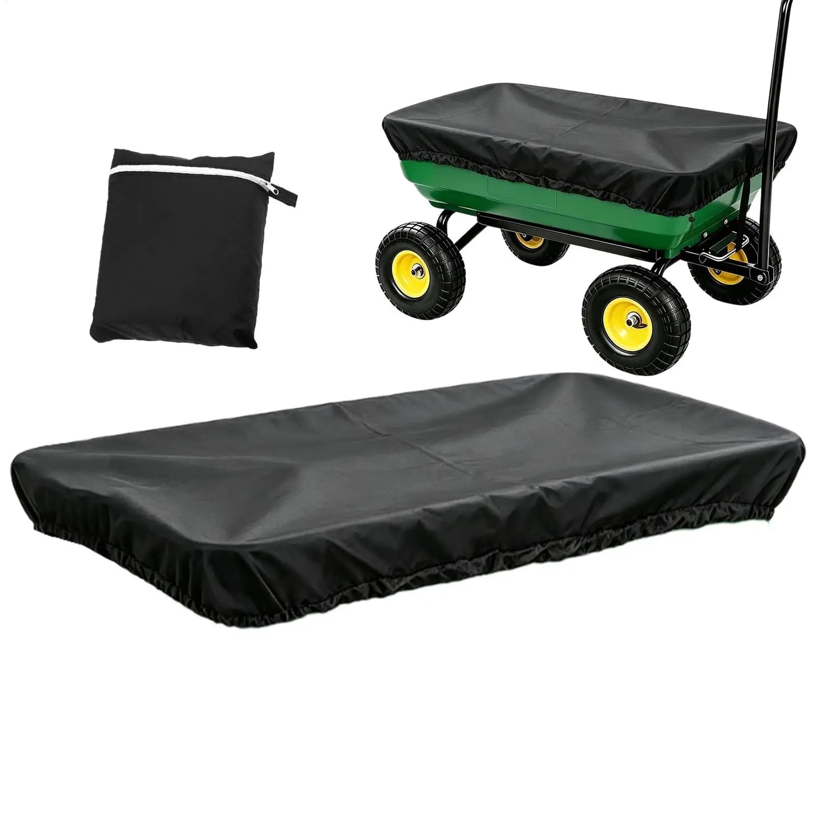 Garden Utility Dump Cart Cover Heavy Duty Waterproof Dustproof UV Resistant Wagon Protective Cover for Farm Yard Lawn Patio