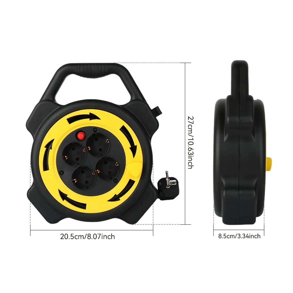 Extension Cord，10M Multi Outlet with 4 Sockets，For Home,Garden，New Small Cable Reel Portable Cable Reel Engineering