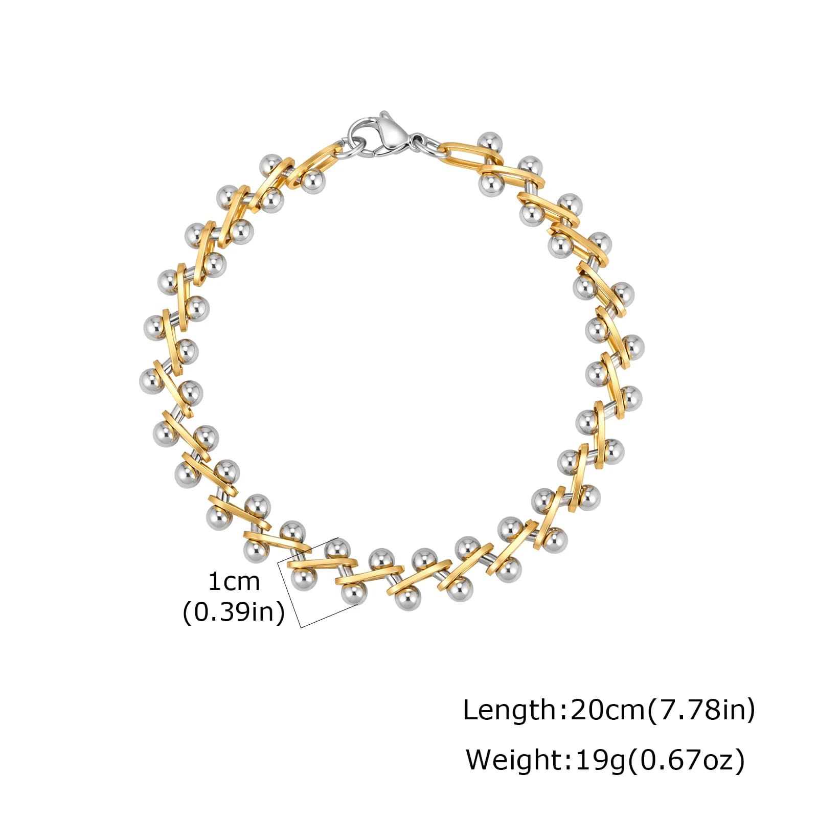 Gold Silver Two-Tone Beaded Stackable Bracelet