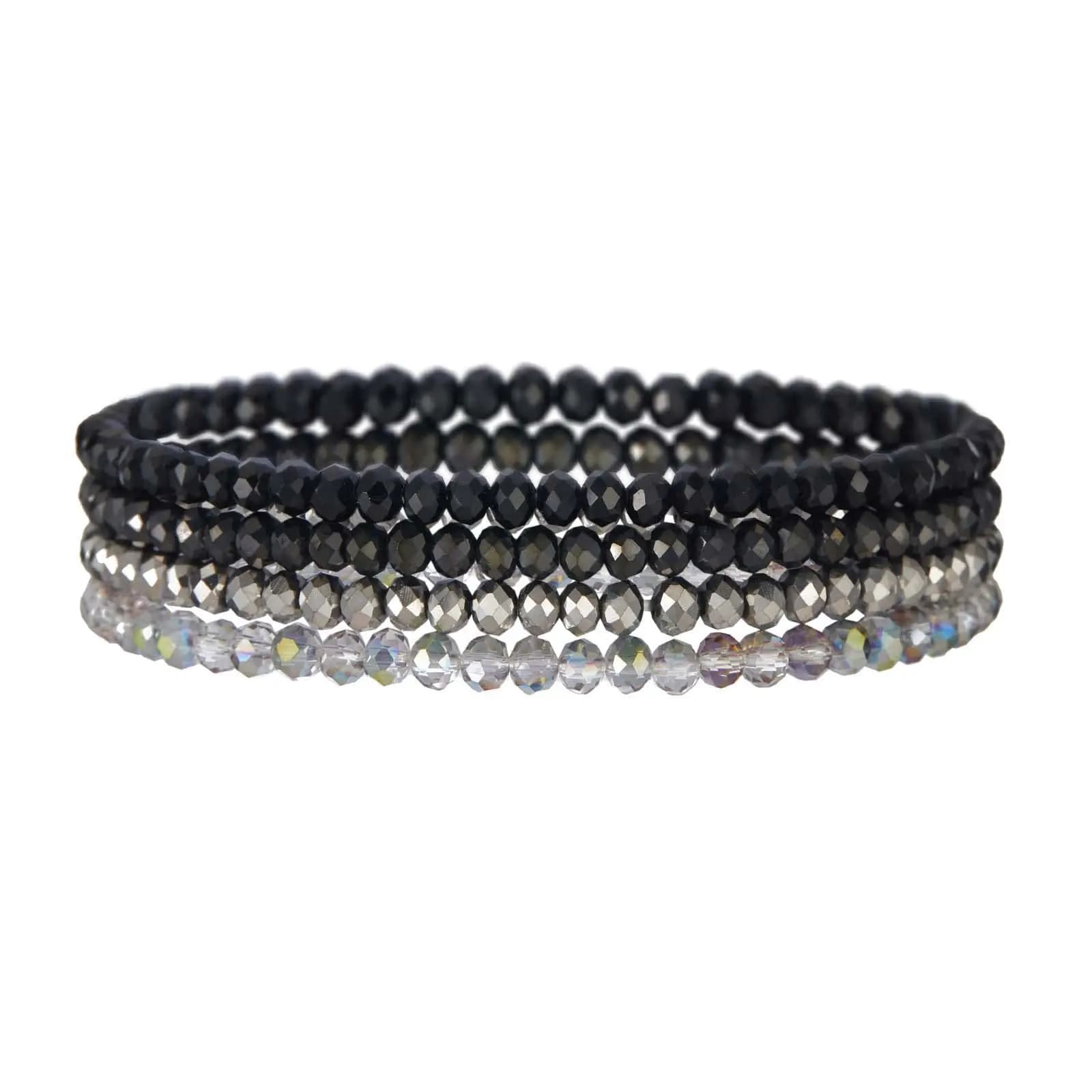 Faceted Glass Bead Stretch Bracelets Set