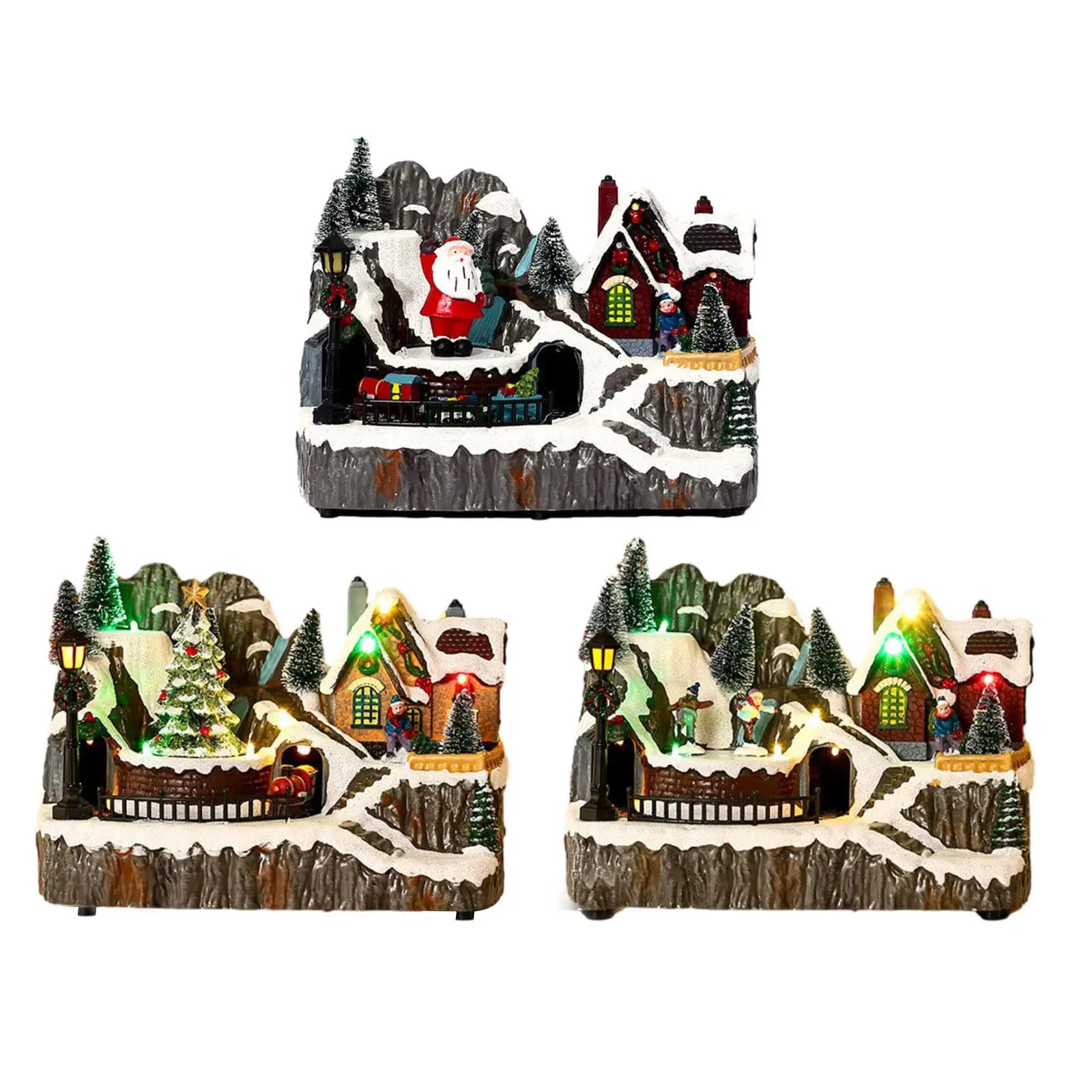 Luminous Christmas Cabin Figurine with LED Light