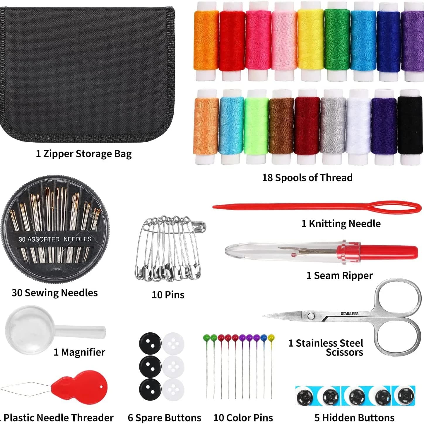 Sewing Kit Compact and Portable for Beginners and Professionals Includes Needles Thread Scissors and Other Essential Access