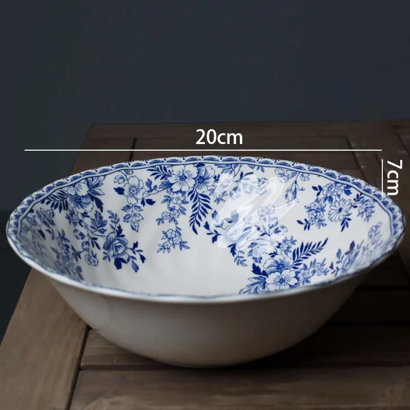Blue and White Ceramic Dinner Plate Set