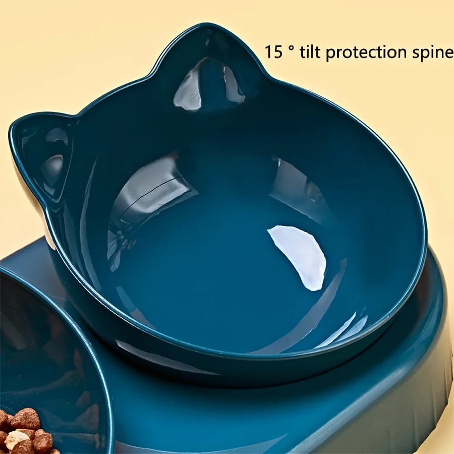 3-in-1 Tilted Cat Food and Water Bowl Set