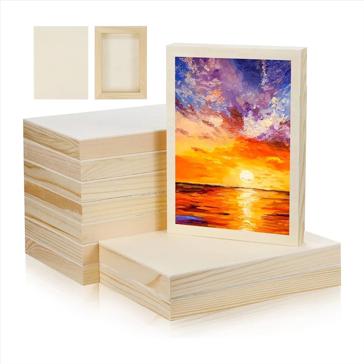 Unfinished Wood Panel Boards for Painting, 10 Pack