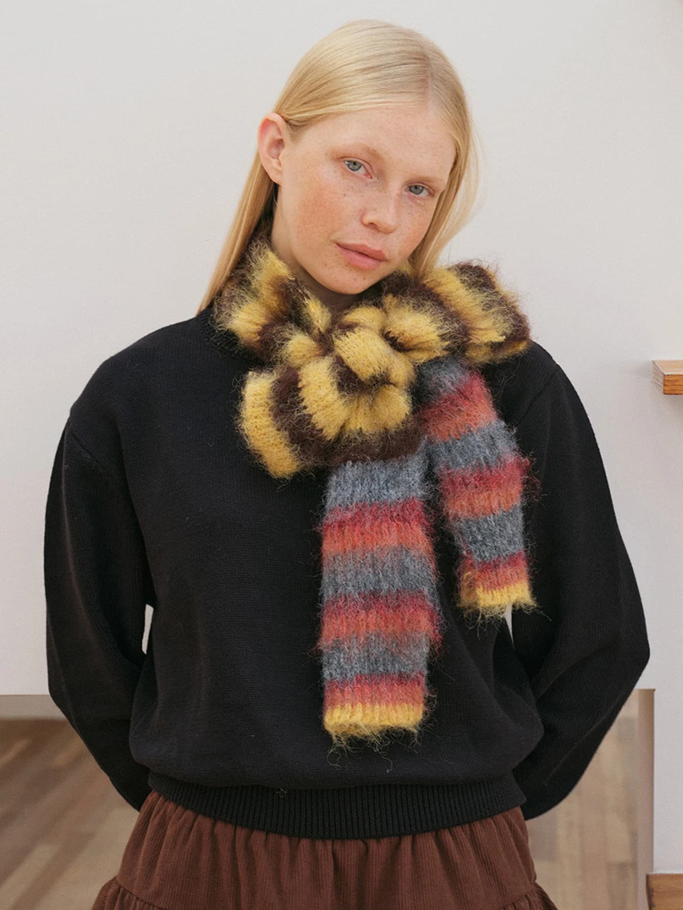 Winter Striped Knit Scarf