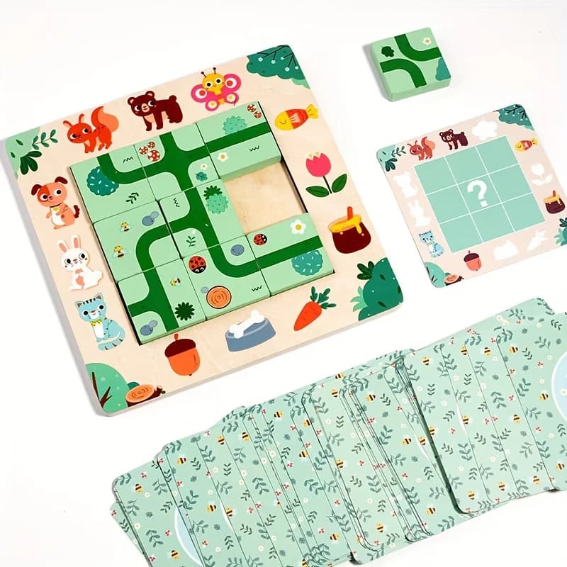 Wooden Maze Route Finding Puzzle Board