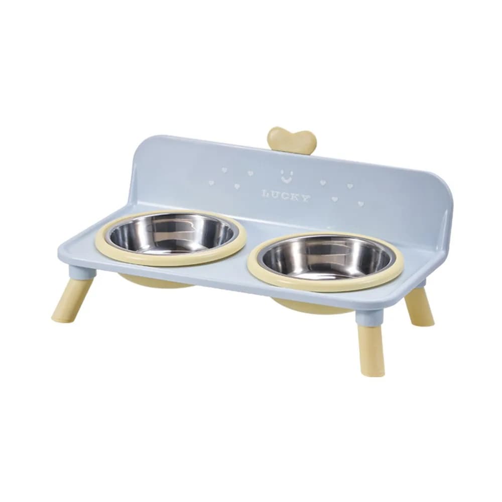 Elevated Stainless Steel Double Pet Bowl with Splash Guard
