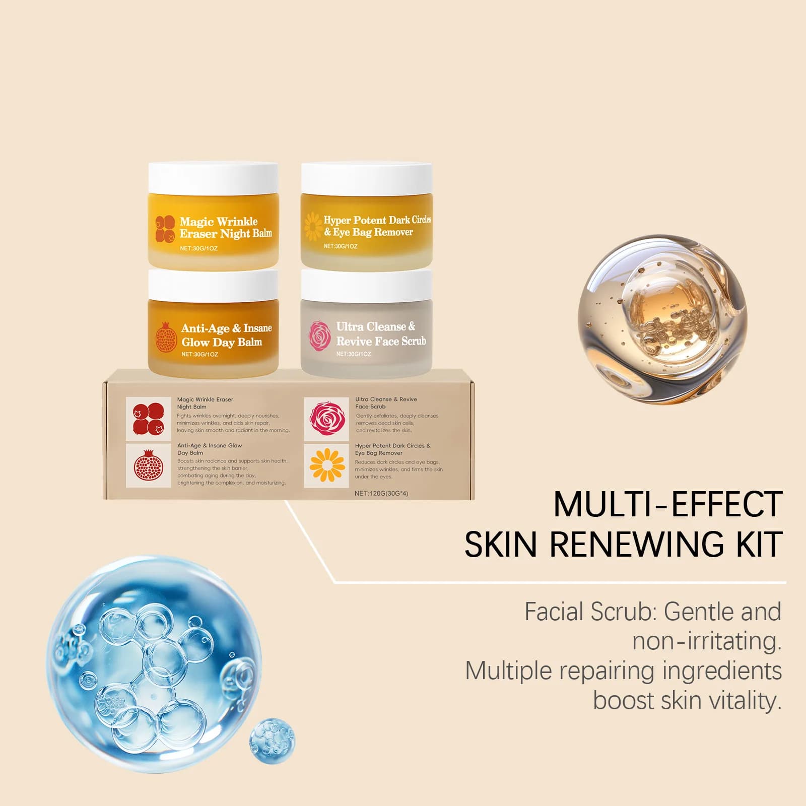 Skincare Set Face Day Night Cream Moisturizing Firming Eye Cream Facial Scrub Exfoliating Nourishing Hydrating Beauty Gift Kit