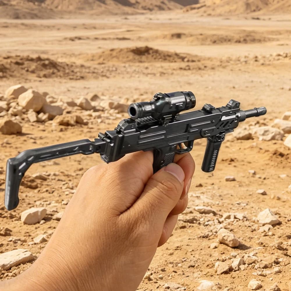Delta Force UZI Metal Model 20cm Zinc Alloy Miniature Replica Detachable Accessories Desktop Display Collection Gift
