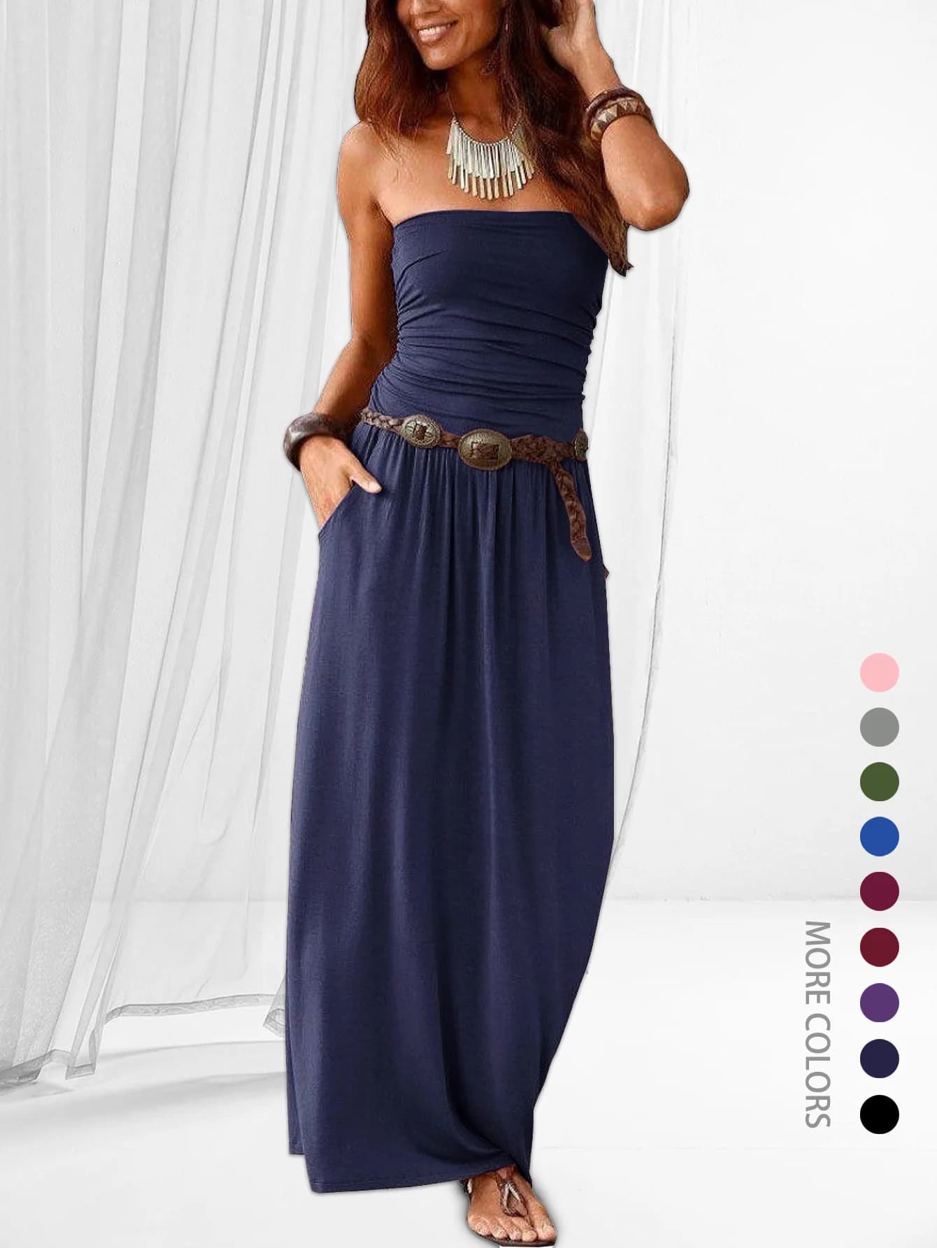 Women's Summer Strapless Casual Dress