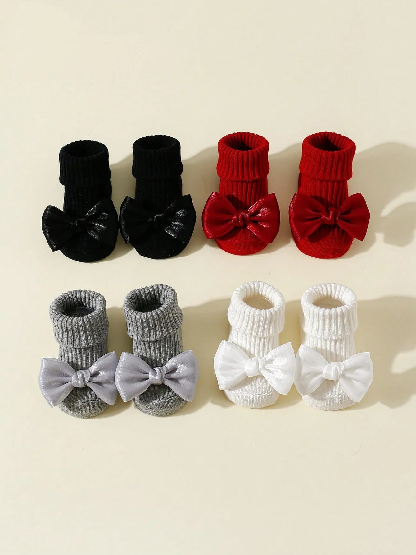 Toddler Ankle Socks with Bows, 4 Pairs