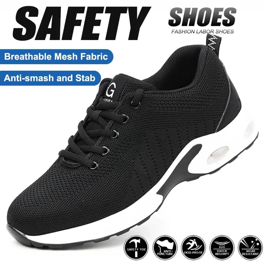 Steel Toe Safety Shoes for Men Women Comfortable Breathable Non Slip Work Shoes Security Protective Shoes Comfortable Sneakers