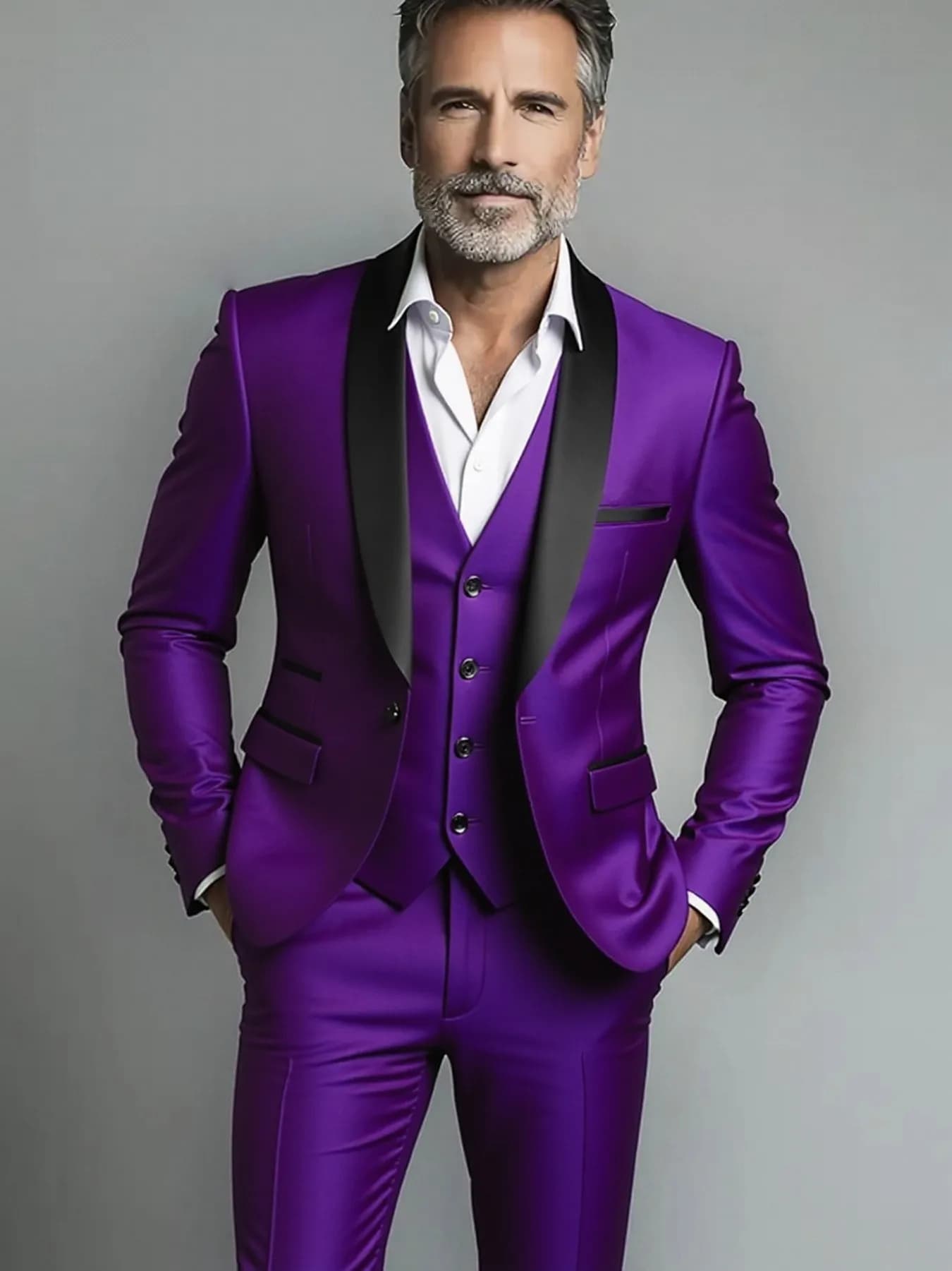 Men's Solid Color Three-Piece Formal Suit