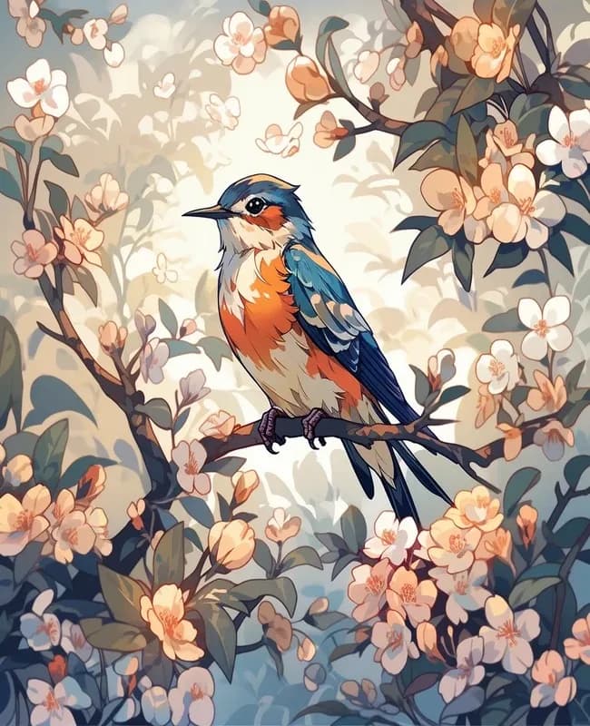 Paint By Numbers Bird Illustration Art Kit