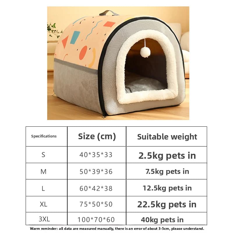 Large Dog Kennel Winter Warm Washable Pet Shelter