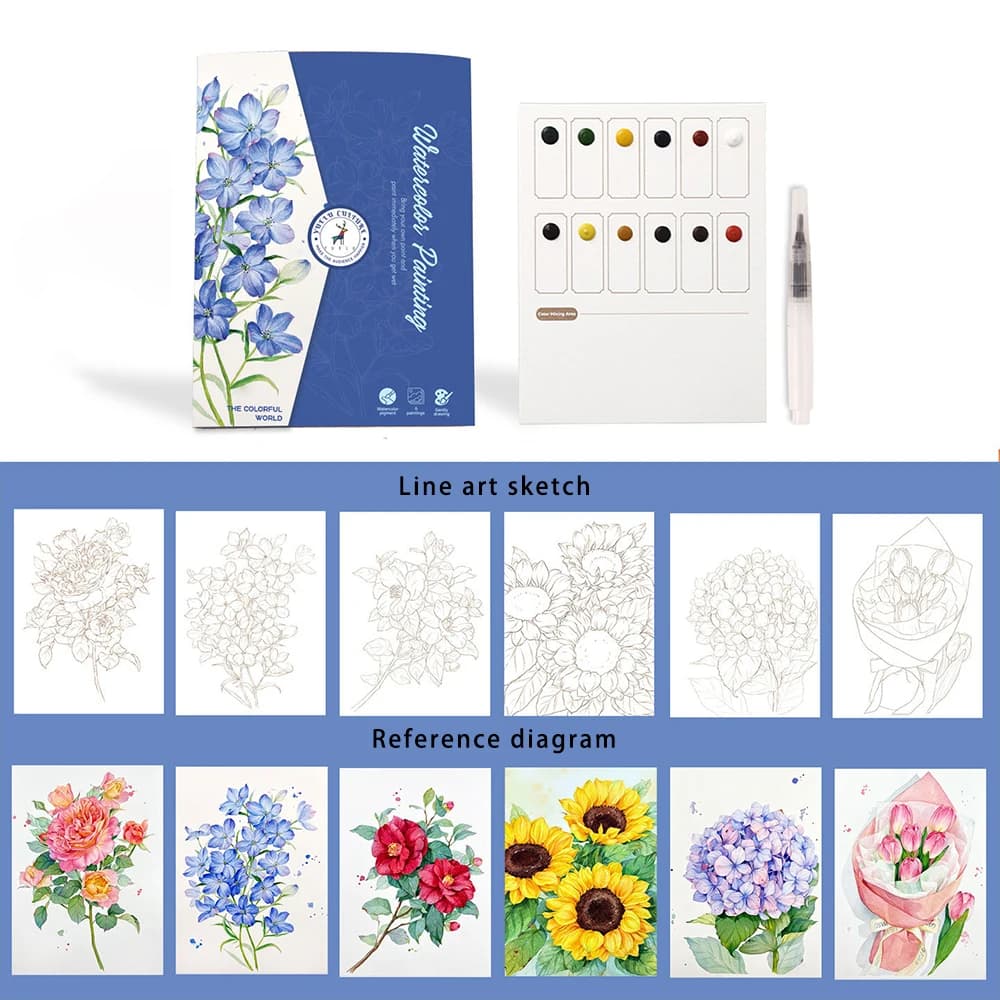 Watercolor Painting Set With Paper and Pen