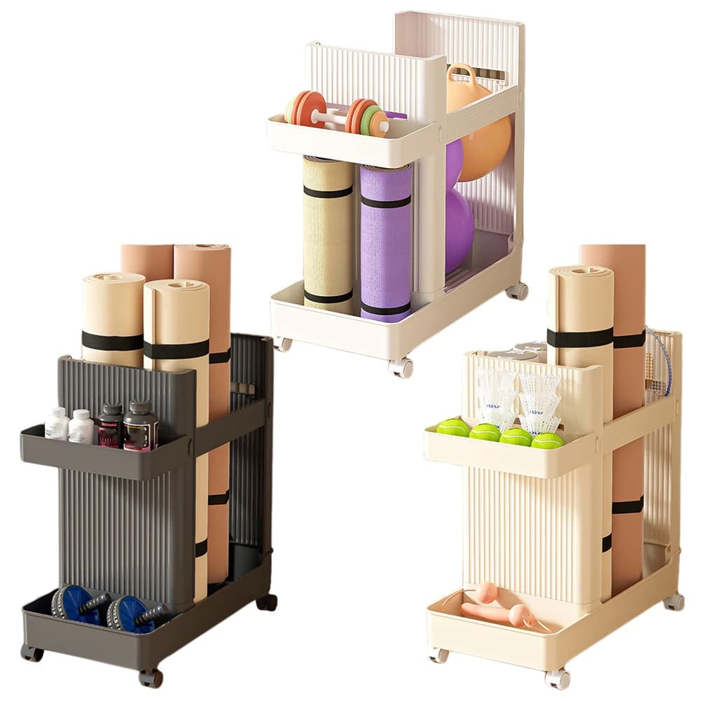 Sports Equipment Storage Rack Large Capacity Fitness Equipment Storage Rack with Wheels Fitness Equipment Sports Tools Organizer
