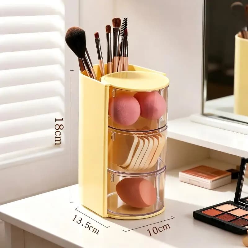 Hair Accessories Organizer With Hair Brush Holder, Rotatable Makeup Brush Holder For Necklaces, Earring, Bracelet, Ring, Makeup