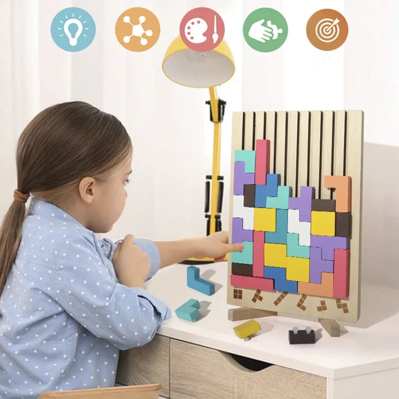 Wooden 3D Russian Blocks Puzzle Toy