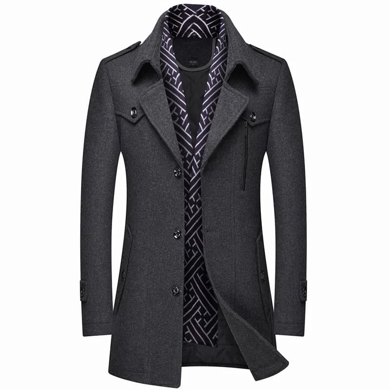 Men's Wool Blend Winter Trench Coat