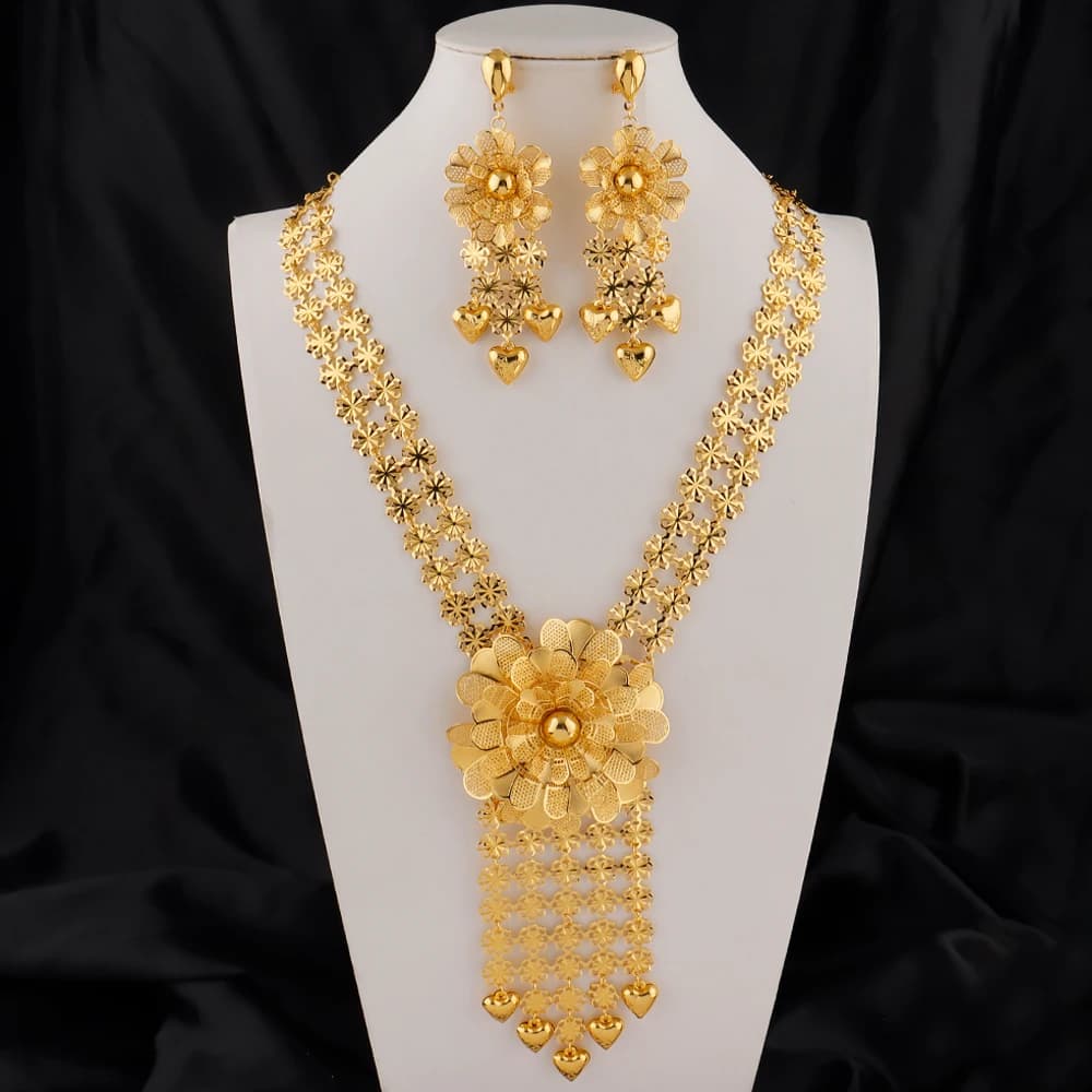 Middle East Jewelry Set Luxury Jewelry Sets Gold Plated Jewelry Tassel Necklace and Earrings Jewellery Set Wholesale