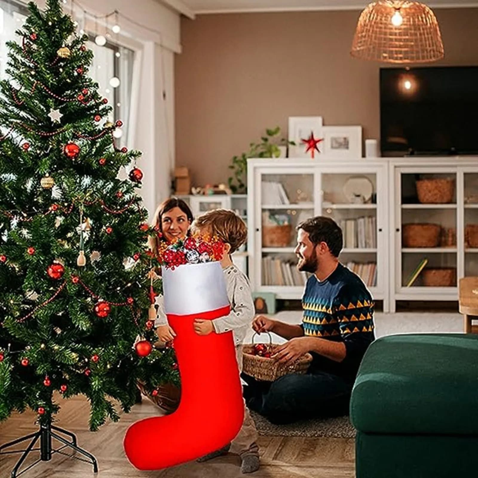36.2 Inch White Plush Christmas Stocking