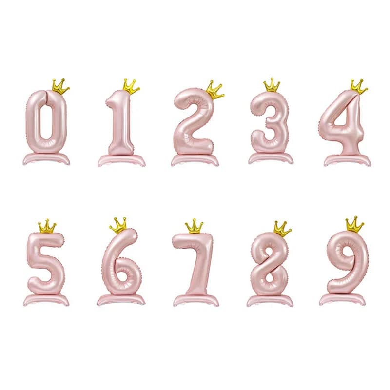 32 Inch Standing Number Balloon With Crown