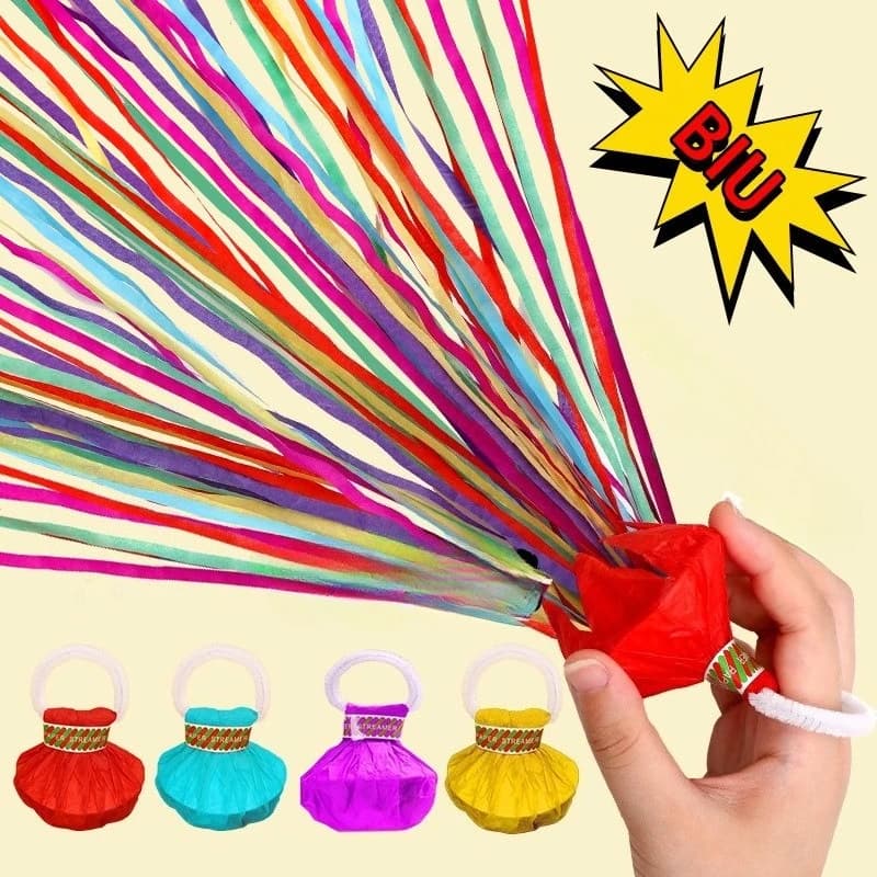 Hand Throw Ribbon Confetti Poppers Party Pack