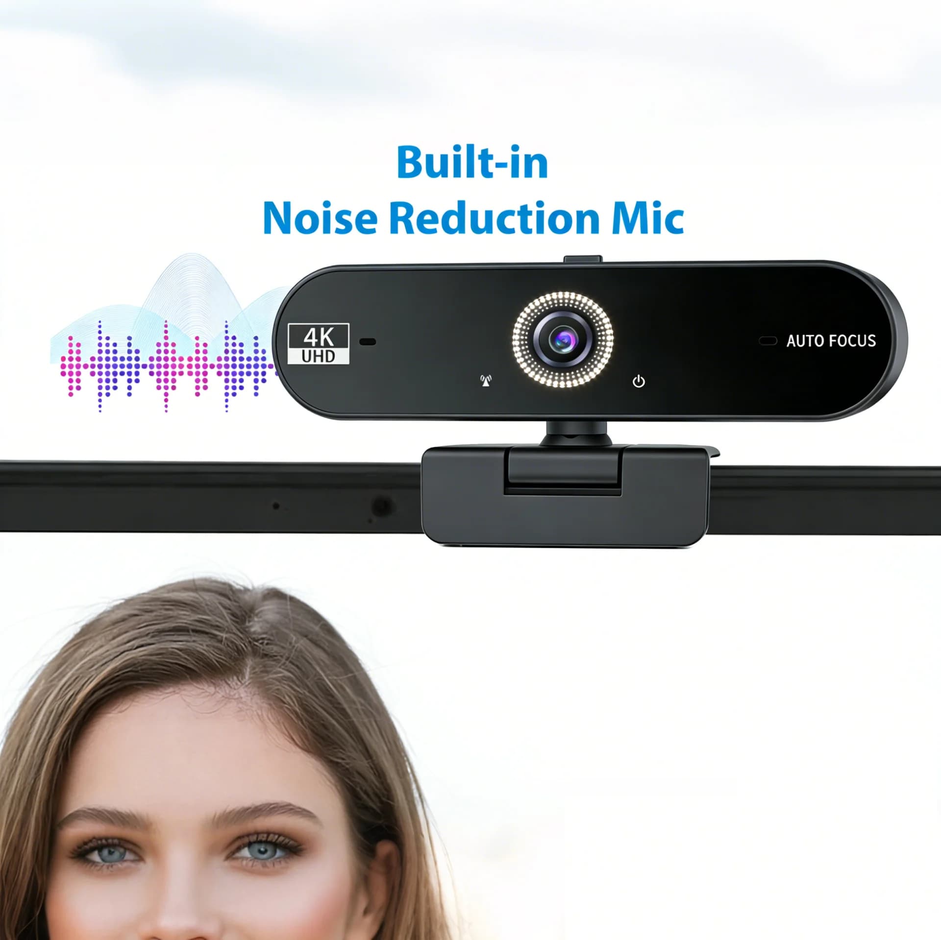 4K Webcam for PC 30fps Autofocus Web Camera With Noise Reducing Microphone Privacy Cover Auto Exposure USB 2.0 Type-C Adapter