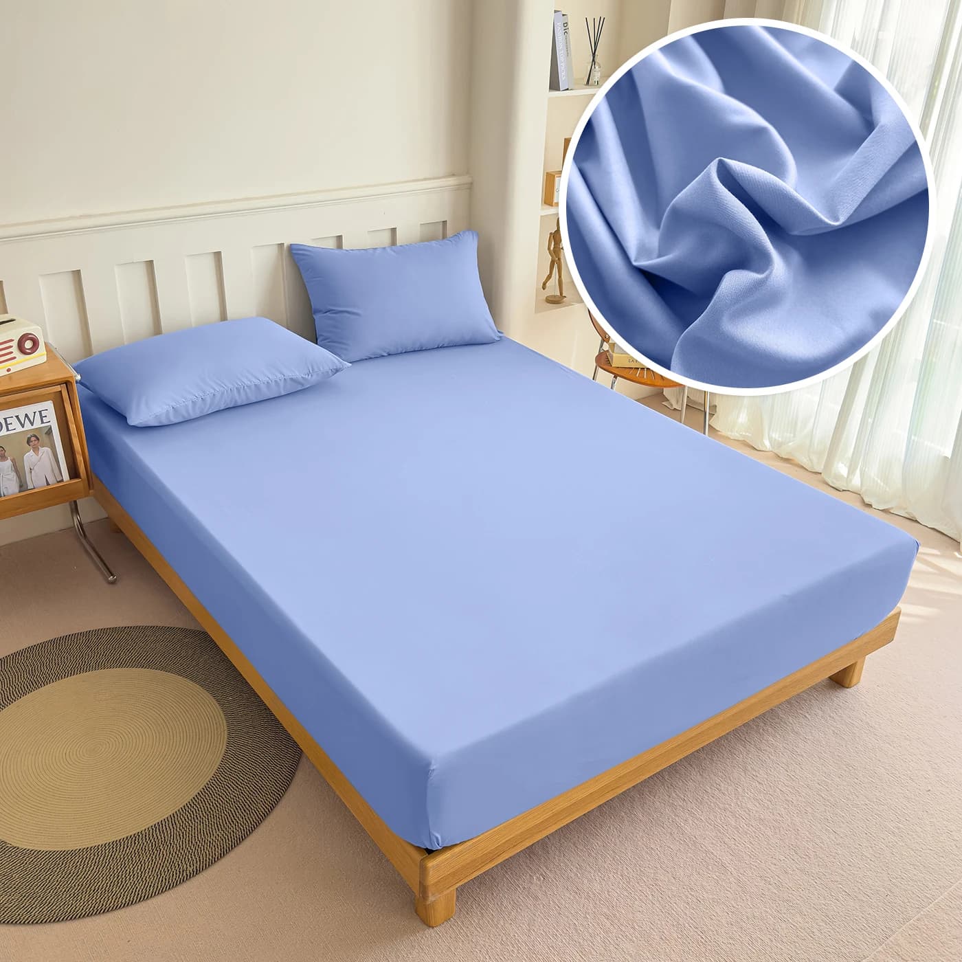 Fitted Bed Sheet With Elastic Band Solid Color