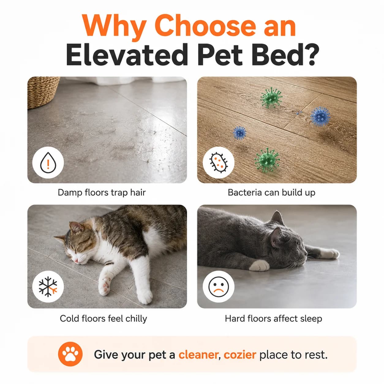 Portable Elevated Pet Bed Small