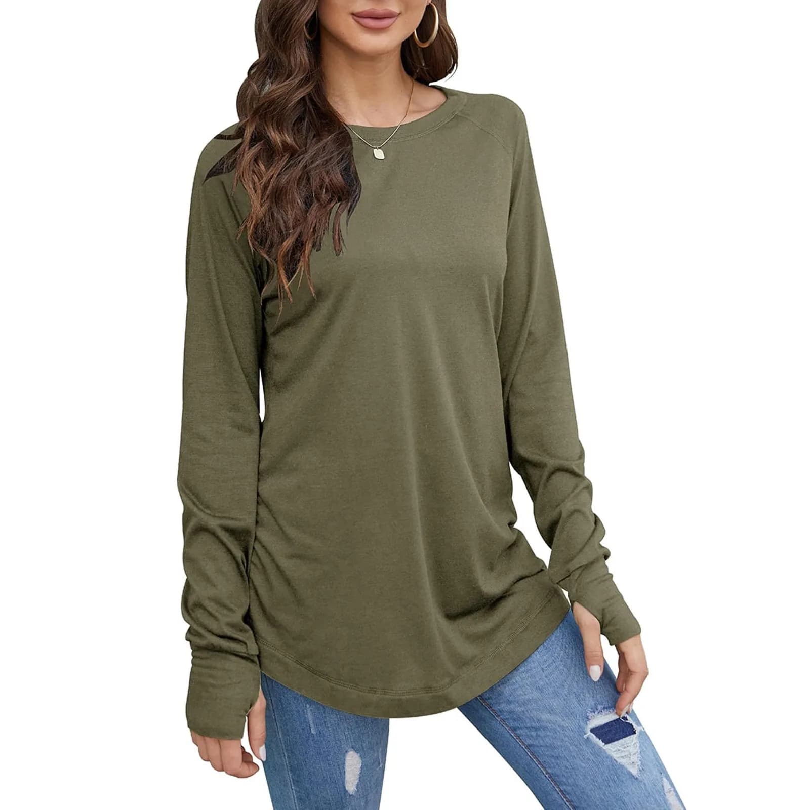 Women's Loose Long Sleeve Round Neck Top