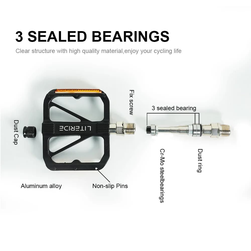 Flat Bike Pedals with Sealed Bearings