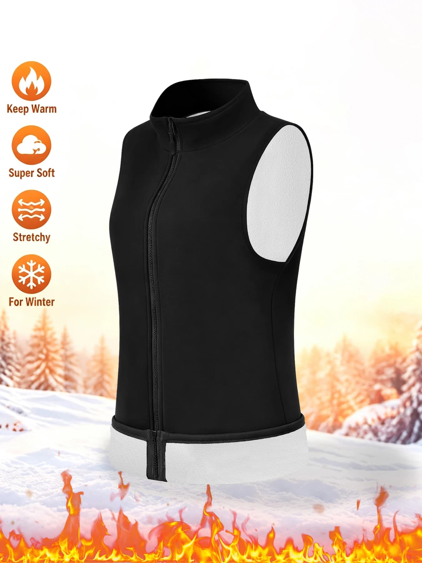Women's Fleece Vest with Stand Collar