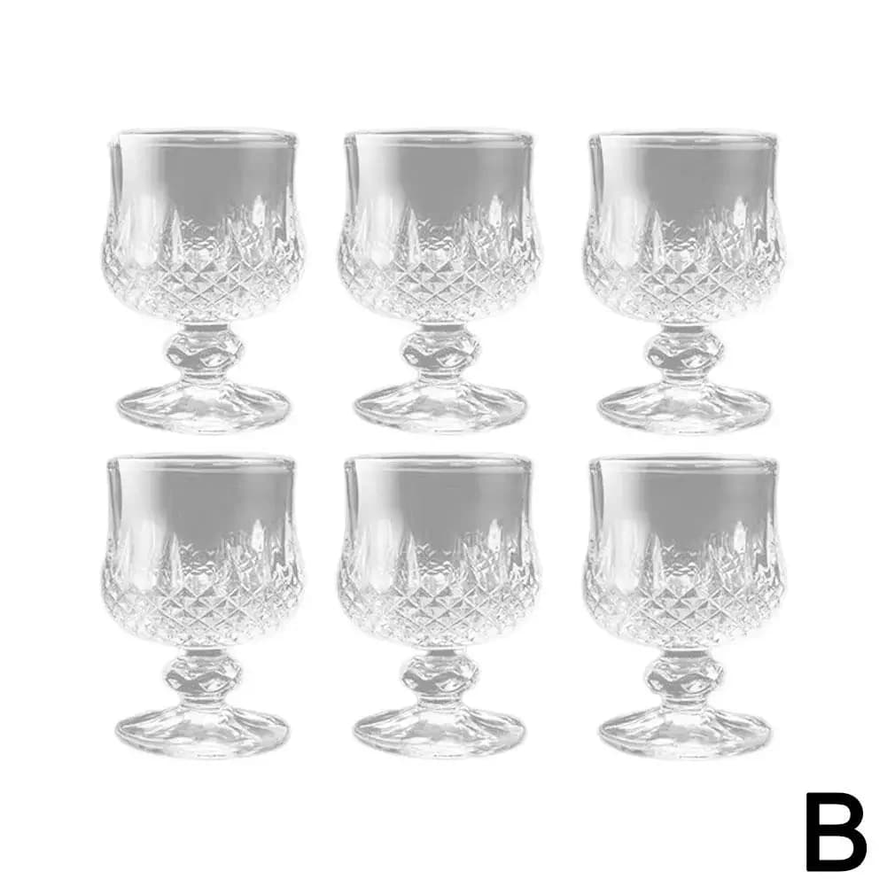 Diamond Cut Glass Goblets Set of 6