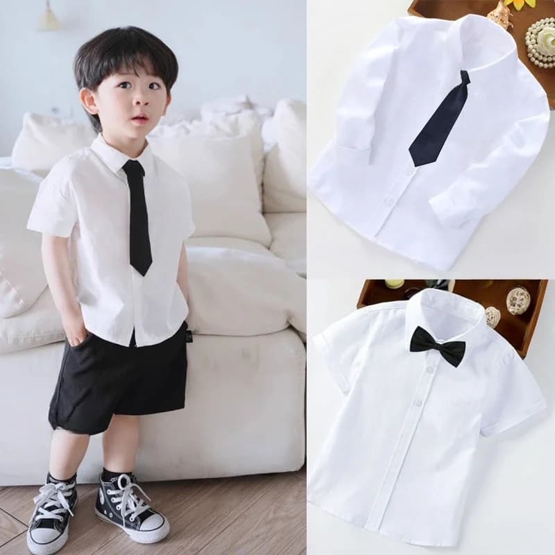 White Cotton Polo Shirt for Boys